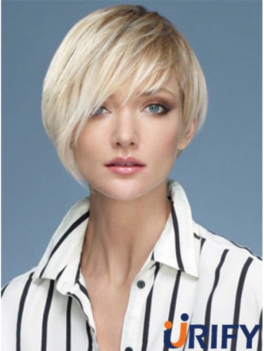 Capless Boycuts Short Straight 10 Zoll Platin Blonde Sassy Fashion Perücken