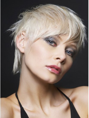 Lace Front Boycuts kurze gerade 8 Zoll platinblonde ideale Mode Perücken
