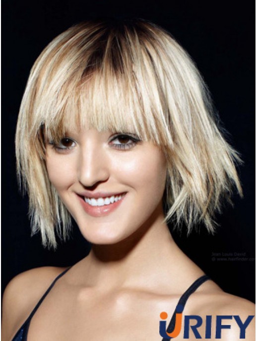 Monofilament Bobs Kinn Länge gerade 12  inchBlonde modische Mode Perücken