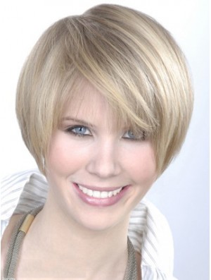 Monofilament grau kurz gerade 8 Zoll platinblond wunderschöne Mode Perücken