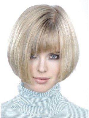 Monofilament Bobs Short Straight 10 Zoll Platinum Blonde Style Fashion Perücken