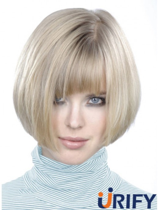 Monofilament Bobs Short Straight 10 Zoll Platinum Blonde Style Fashion Perücken