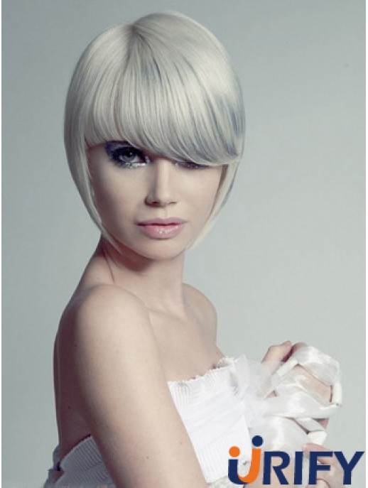 Capless Grey Short Straight 10 Zoll Frisuren Mode Perücken
