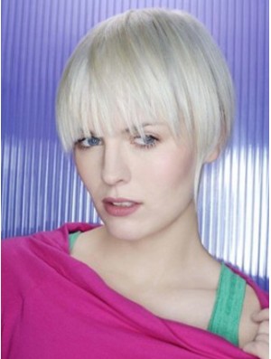 Capless Grey Short Straight 8 Zoll Schöne Mode Perücken