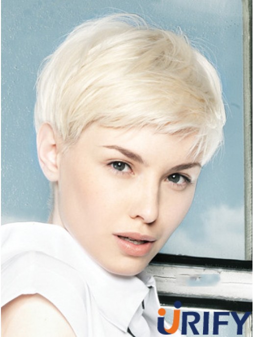 Lace Front Perücke Platin Farbe Short Length Straight Style Boycuts