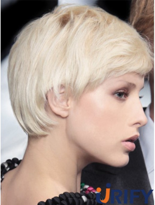 Monofilament Boycuts Short Straight 8  inchPlatinblonde Incredible Fashion Perücken