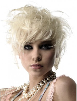 Lace Front Boycuts Kurze gewellte 8 Zoll Platinblond Durable Fashion Perücken