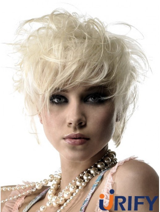 Lace Front Boycuts Kurze gewellte 8 Zoll Platinblond Durable Fashion Perücken