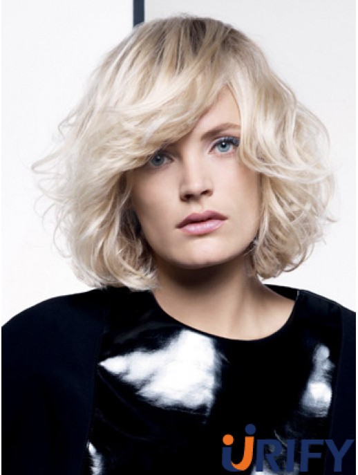 Lace Front Layered Chin Länge gewellt 12  inchPlatinum Blonde Fashion Fashion Perücken
