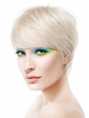 Lace Front Boycuts kurze gerade 8 Zoll platinblonde Soft Fashion Perücken