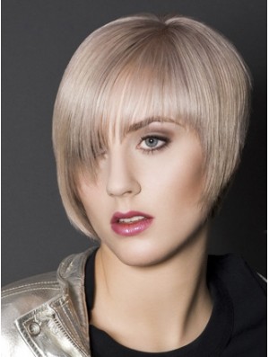 Capless Boycuts kurze gerade 10 Zoll platinblonde schlanke Mode Perücken