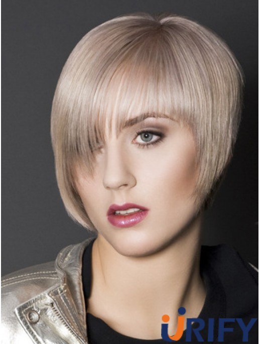 Capless Boycuts kurze gerade 10 Zoll platinblonde schlanke Mode Perücken