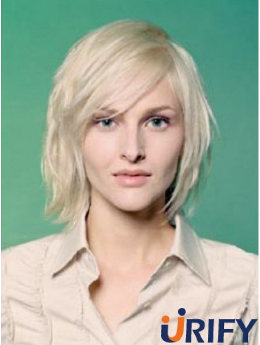 Volle Spitze Bobs Kinnlänge gerade 10 Zoll platinblonde schlanke Modeperücken