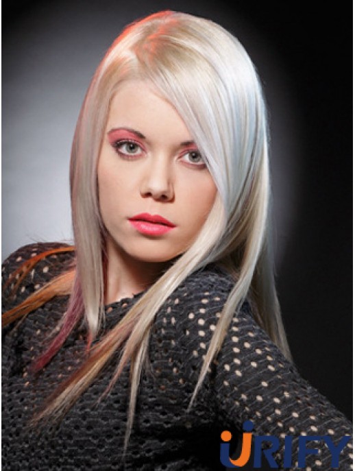 Spitzenfront ohne Pony lange gerade 16  inchplatinblonde Good Fashion Perücken