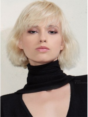 Capless Bobs Kinn Länge gewellt 12  inchPlatinblond New Fashion Perücken