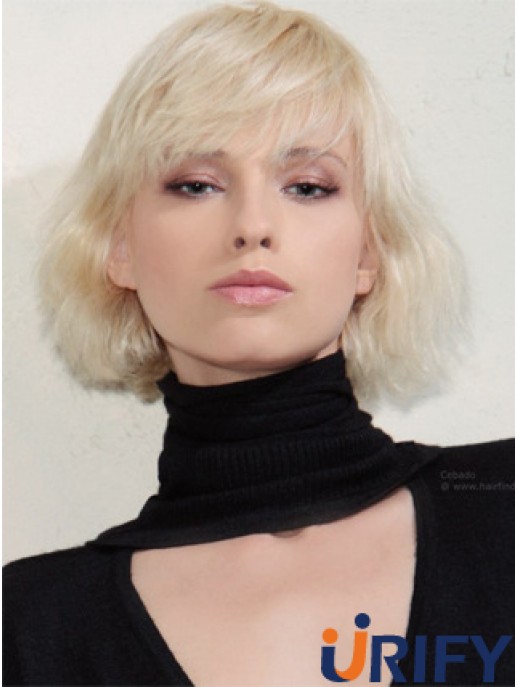 Capless Bobs Kinn Länge gewellt 12  inchPlatinblond New Fashion Perücken