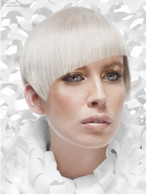 Spitze Front Boycuts kurze gerade 8 Zoll Platinblond Günstigste Mode Perücken