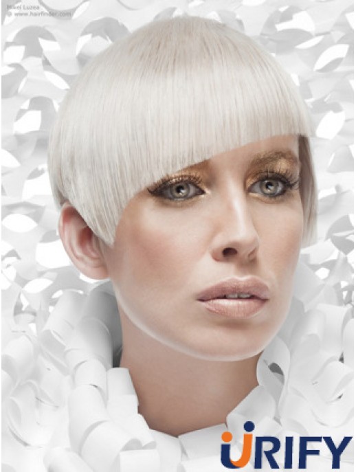 Spitze Front Boycuts kurze gerade 8 Zoll Platinblond Günstigste Mode Perücken