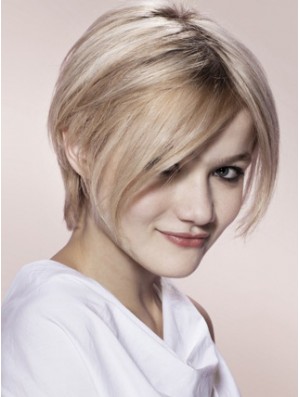 Capless Grey Short Straight 8  inchBlonde Mode Mode Perücken