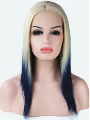 16  inchOmbre / 2 Tone Long ohne Pony Gerade modische Spitzenperücken
