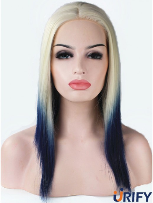 16  inchOmbre / 2 Tone Long ohne Pony Gerade modische Spitzenperücken