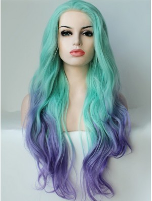 22  inchOmbre / 2 Tone Long ohne Pony Wellige ideale Spitzenperücken