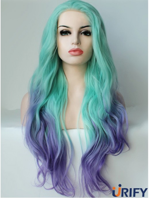 22  inchOmbre / 2 Tone Long ohne Pony Wellige ideale Spitzenperücken