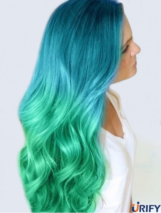 Frisuren Ombre / 2 Tone Long Wavy ohne Pony 26  inchHuman Lace Perücken