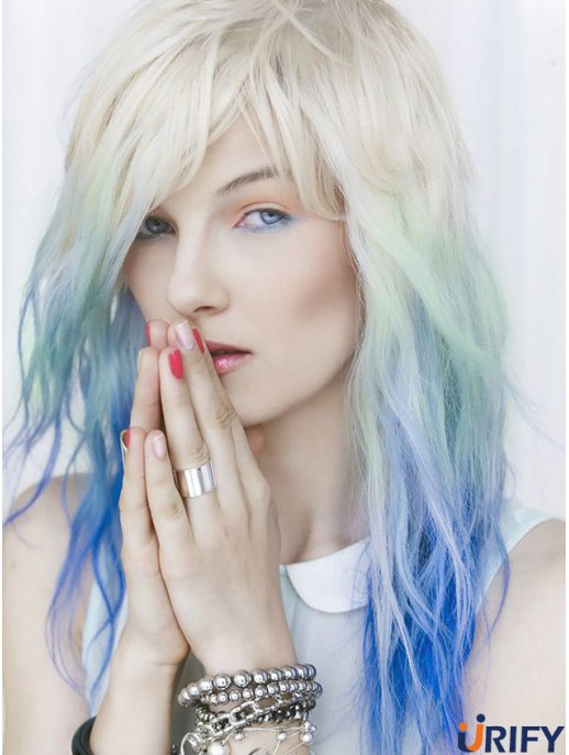 Ideal Ombre / 2 Tone Long Wavy mit Pony 18  inchHuman Lace Perücken