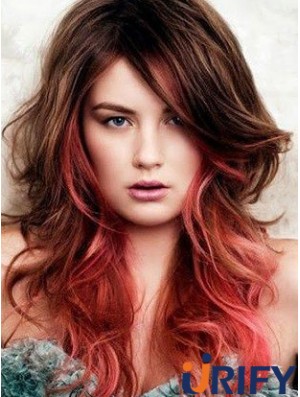 Great Ombre / 2 Tone Long Wavy mit Pony 22  inchHuman Lace Perücken