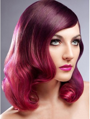 Top Ombre / 2 Tone Long Wavy ohne Pony 20  inchHuman Lace Perücken