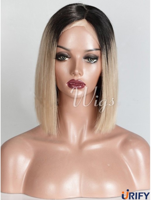 Kinnlänge Ombre / 2 Tone Straight Bobs Unglaubliche Afroamerikaner Perücken