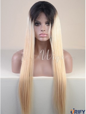 Long Ombre / 2 Tone Straight ohne Pony Günstigste Afroamerikaner Perücken
