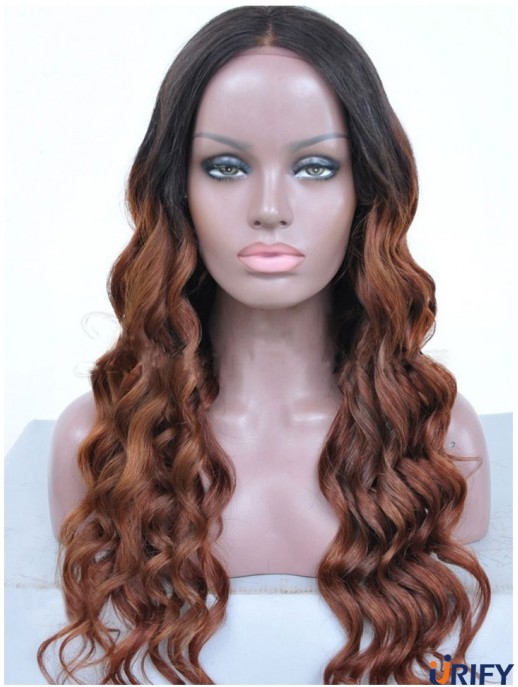 Long Ombre / 2 Tone Wavy ohne Pony Gute Afroamerikaner Perücken