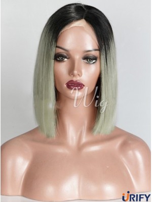 Kinnlänge Ombre / 2 Tone Straight Bobs Geeignete Afroamerikaner Perücken