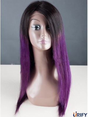 Lange gerade ohne Pony voller Spitze 18  inchDesigned Black Women Perücken