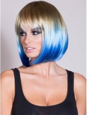 Discount Ombre / 2 Tone Short Straight mit Pony 14  inchHuman Lace Perücken