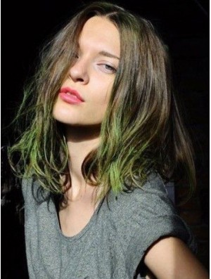 Günstigstes Ombre / 2 Tone Long Wavy ohne Pony 16  inchHuman Lace Perücken