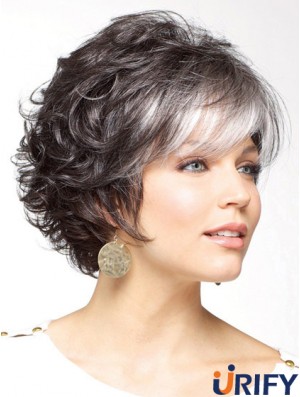 Classic Cut Perücke Grey Cut Short Length Curly Style mit Capless