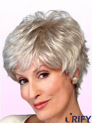 Perücken Elderly Lady Grey Style Kurzer Wellenstil