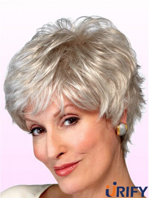 Perücken Elderly Lady Grey Style Kurzer Wellenstil