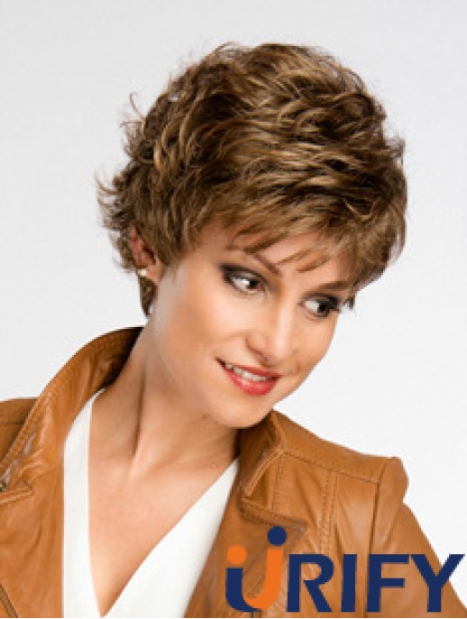 Wellige Blondine Hochwertige kurze klassische Perücken