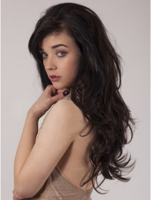 Synthetische schwarze 20  inchCapless Wavy Long 3/4 Hair Perücken