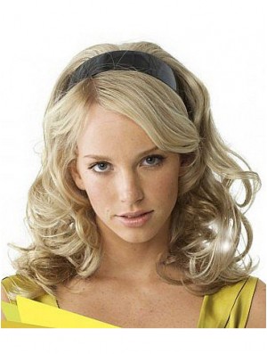 Lange gewellte blonde blonde wunderschöne synthetische halbe Perücken