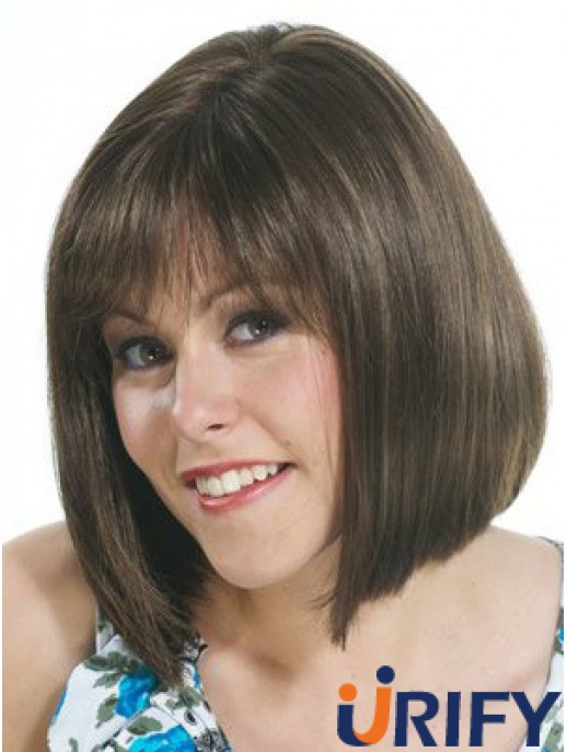Brown Bob Perücke UK Mit Capless Straight Style Chin Länge