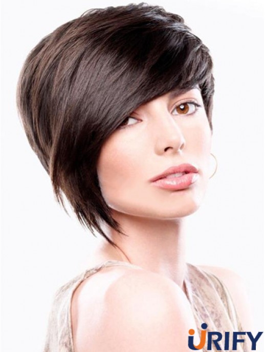 Brown Straight Chin Kinn Länge Bobs Capless Günstigste Perücken Online