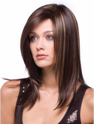 Lange braune Perücke mit synthetischen Caplesss Straight Style