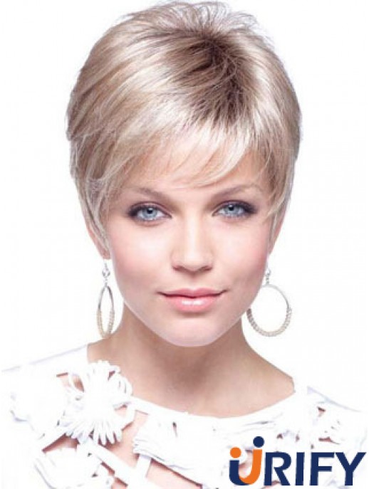 Blonde Cropped Straight Boycuts Capless Moderne Damen Perücken