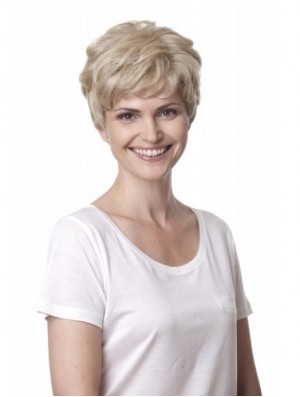 Blonde Curly Short Layered 100% handgebundenes billiges Haar Online
