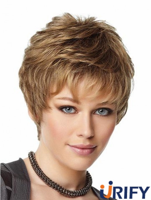 Blonde Perücken Boycuts verkürzte Länge Capless Synthetic Wavy Style